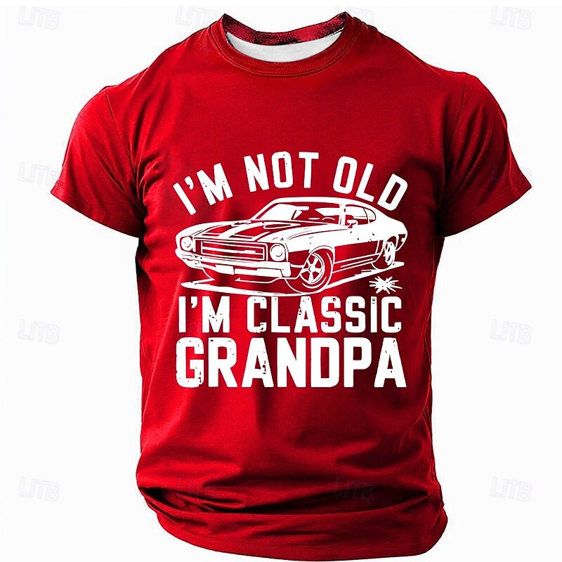 Men's Funny Grandpa Short Sleeve T-Shirt - "I'm Not Old I'm Classic Grandpa" Vintage Car Graphic2