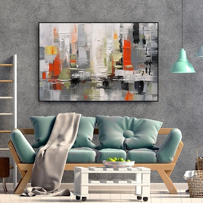 Handmade Oil Painting Canvas Wall Art Decoration Modern Abstract Color Block Texture for Home Decor Stretched Frame Hanging Painting /Rolled Frameless Unstretched Painting3