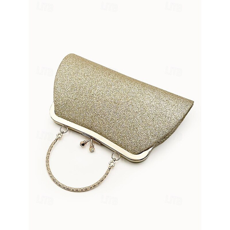Women's Glitter Pleated Evening Clutch Purse with Vintage Gold Handle – Elegant Formal Handbag for Weddings, Parties and Cocktail Events4