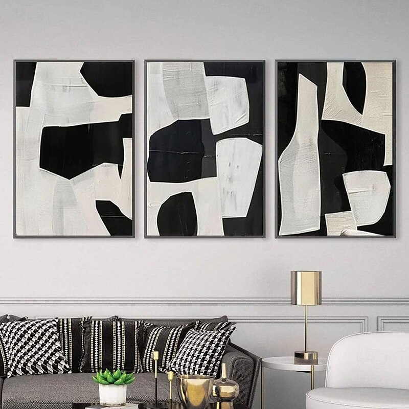 Handmade wall art paintings Hand Painted black white Oil Painting Wall Modern paintings Fashion Abstract Black White Canvas Painting Home Decoration Decor Canvas Paingtings