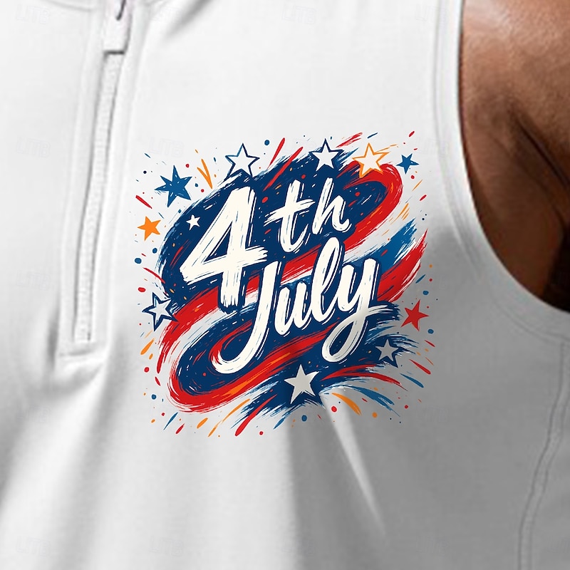 Men's Tank Top Vest Undershirt Sleeveless Shirt Sleeveless Crew Neck V Neck Summer Plain Printed Independence Day Fashion Sporty Classic Quick Dry Street Sport Casual White Blue Orange Top Tee for Men2