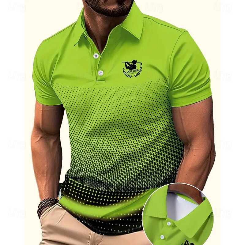 Men's Dot Golf Sports Polo Shirts Short Sleeve Polo Shirts Collared Shirts Casual School Outdoor Daily Wear 3D Print Summer Green