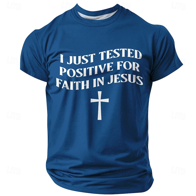 Men's Jesus Faith T Shirt Short Sleeve T shirt 3D Print Crew Neck Shirt Fashion Daily Basic Street Casual Daily Black Red Blue Summer Spring Clothing Apparel S M L XL XXL XXXL