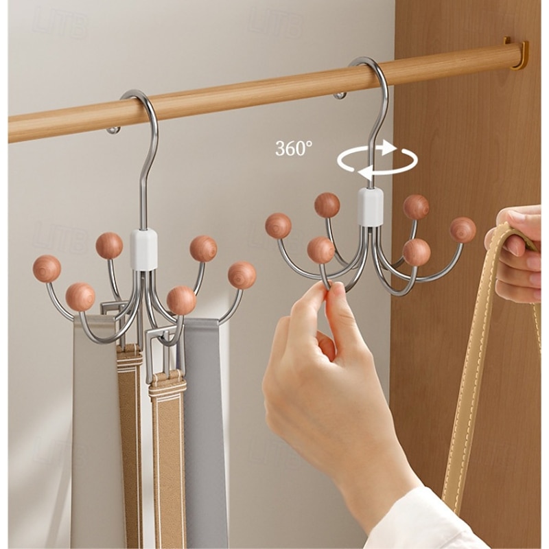 Six-Prong Hook, 360-Degree Rotating Wardrobe Bag Hanger, Multi-Functional Underwear Hanger, Coat and Hat Storage Hook2