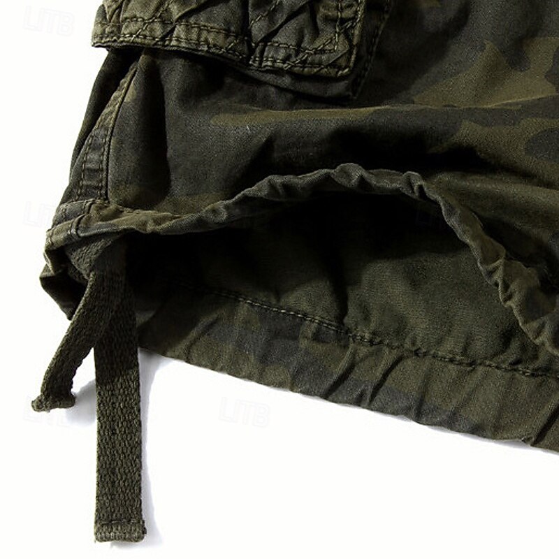 Men's Cargo Shorts Outdoor Shorts Bermuda shorts Hiking Shorts Multi Pocket Straight Leg Camo Moisture Wicking Wearable Knee Length Outdoor Casual Camping & Hiking Fashion Classic Style Black Army4