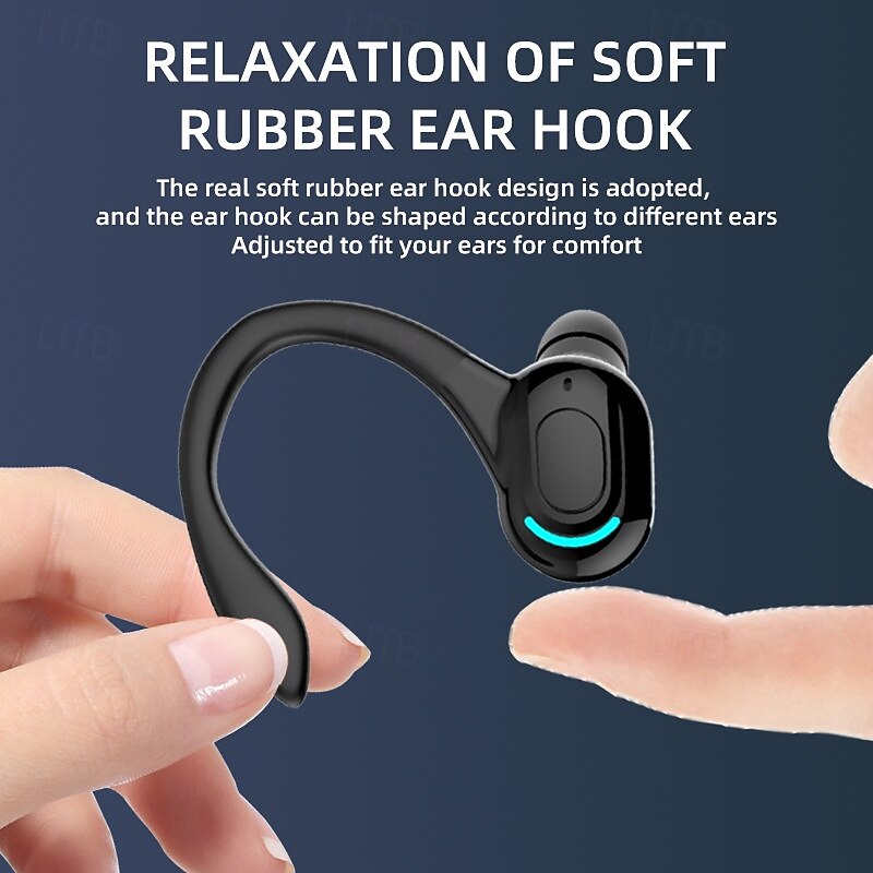 Bluetooth 5.2 Sports Ear-Hook Headphones - Wireless Waterproof Earbuds with LED Light, Touch Control, Noise Reduction, Compatible with iOS & Android