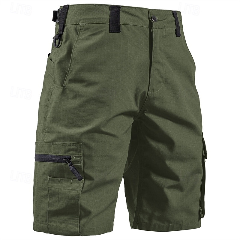 Men's Tactical Shorts Cargo Shorts Camo Shorts Shorts Hiking Shorts Zipper Pocket Multi Pocket Plain Camouflage Comfort Wearable Knee Length Outdoor Sport Daily Fashion Casual Black Army Green2