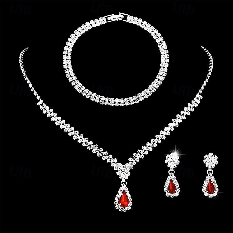 Bridal Jewelry Sets 1 set Zircon Rhinestone 1 Bracelet Earrings Necklace Women's Elegant Stylish Sweet Jewelry Set For Wedding Special Occasion Party Evening Wear4