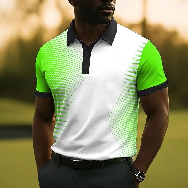 Men's Geometic Penguin Polo Short Sleeve Polo Shirts Collared Shirts Casual School Outdoor Daily Wear 3D Print Summer Yellow Blue Orange4