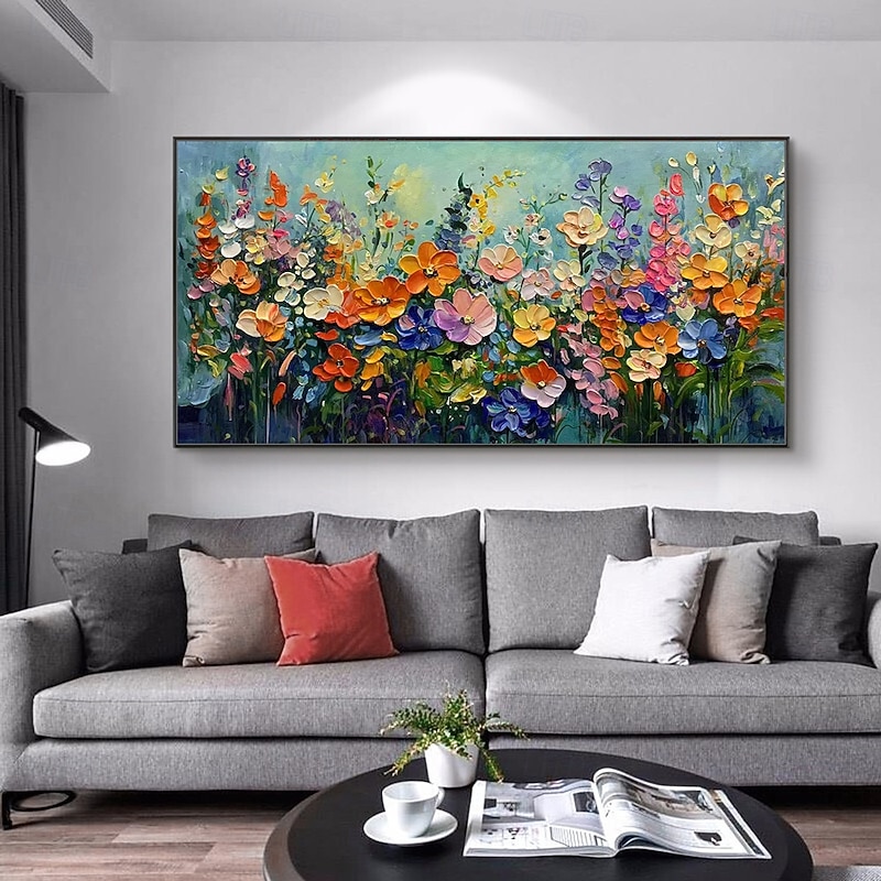 Mintura Handmade Texture Flower Oil Paintings On Canvas Wall Art Decoration Modern Abstract Picture For Home Decor Rolled Frameless Unstretched Painting2