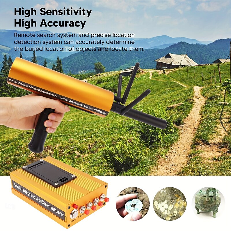 Metal Detector 30m Depth 1200m Range 6 Antenna Highly Accurate Metal Pinpointer Handheld Golden Diamond Miner Detector Metal Finding Detector Remote Search Underground Metal Device for Silvery Copper2