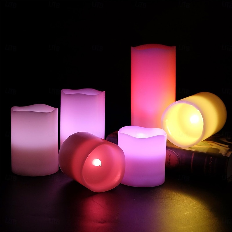 Set of 3 LED Candle lights Multi-Color Changing Real Wax Ivory Pillar Candles (4'' 5'' 6'') with 18-Key Remote and Timer Control Realistic Flameless Flicker Mode Battery Operated Mood Light Wedding Holiday Decor3