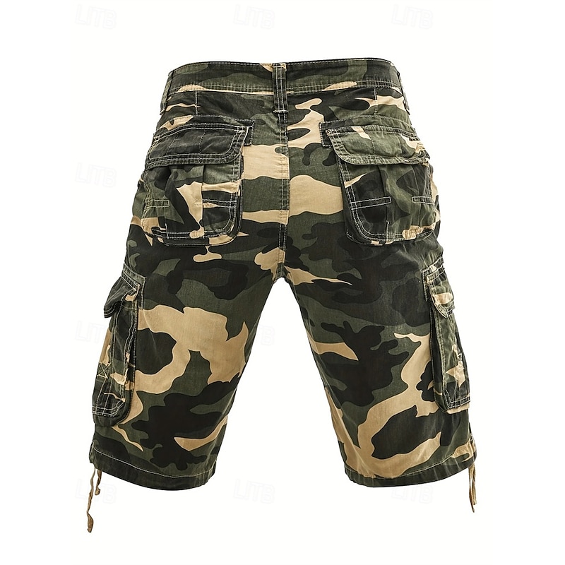 Men's Cargo Shorts Camo Shorts Shorts Summer Shorts Multi Pocket Flap Pocket Camouflage Comfort Wearable Knee Length Outdoor Sport Daily Fashion Casual Navy Blue Khaki2