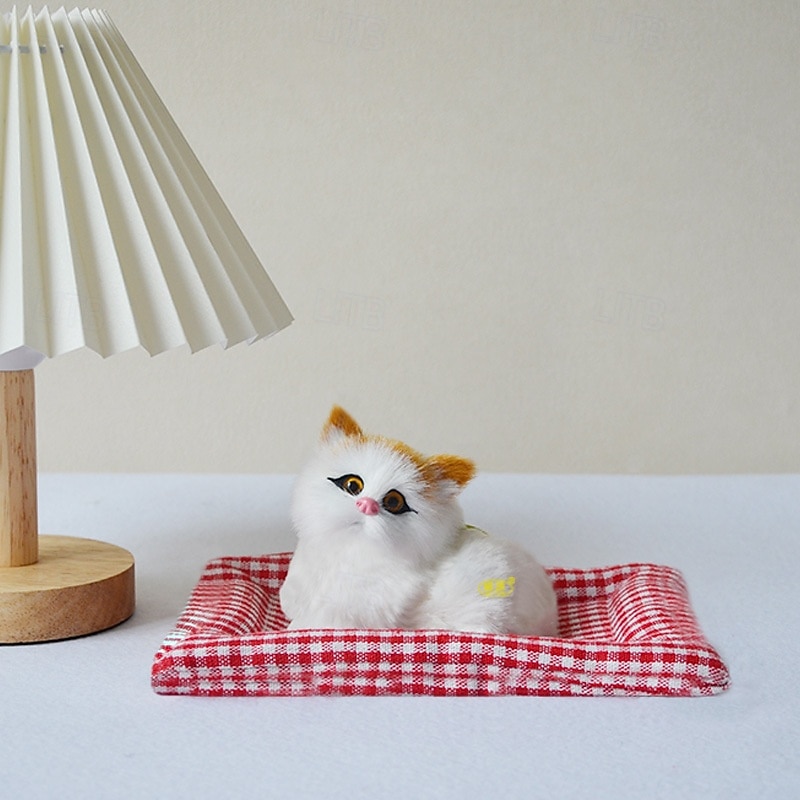 Simulation Lovely Cat Make Sounds Doll Cute Sleeping Plush Cats on Mat Stuffed Decorations Great Gift4