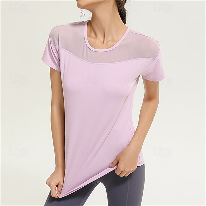 Women's Mesh Sport Shirt Tennis Shirt Tennis Top Seamless Breathable Tennis Golf Pickleball Black White Pink Tennis Clothing2