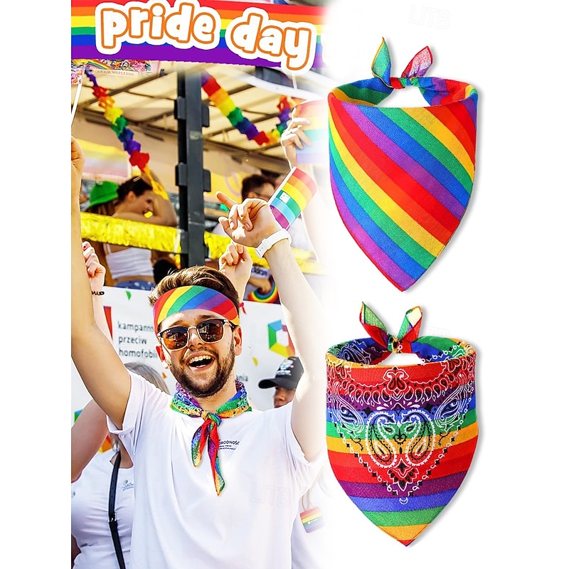 Unisex Paisley Rainbow Pride Scarf - A colorful LGBTQ+ accessory for festivals, Parades and everyday wear