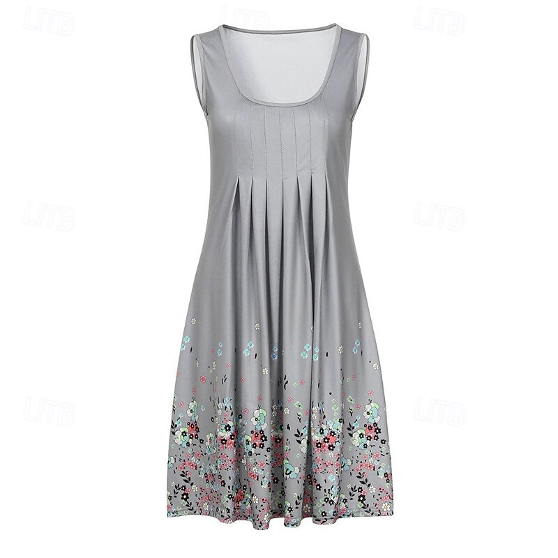 Women's Mini Dress Casual Dress Floral Dress Print Dress Classic Modern Outdoor Vacation Holiday Regular Fit Flower Sleeveless U Neck Gray Summer2