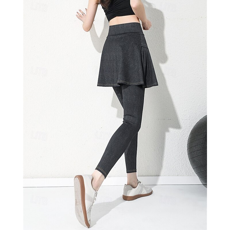 Women's Solid Colored Tennis Skirt with Leggings Side Pockets Quick Dry Tennis Golf Pickleball Bottoms Black Dark Blue Light Blue Spandex Tennis Clothing4