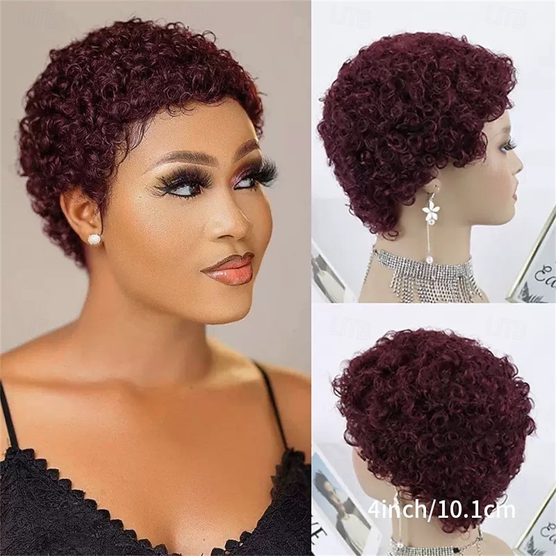 Pixie Wigs for Black Women Human Hair Short Curly Pixie Cut Wigs For Black Women Full Machine Made Wig Glueless Wig None Lace Front Wig Pixie Curly Black4