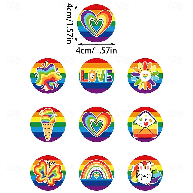Pride Rainbow Festival Stickers 90Pcs/Set, 4Set Cartoon DIY Adhesive Label Stickers for Party Gift Box, LGBTQ Party Supplies, Love is Love Decoration Labels3