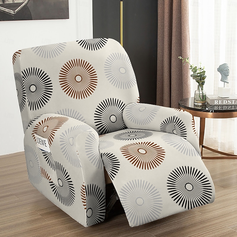 Floral Recliner Cover Chaise Lounge Cover Geometric Printed Slipcovers4