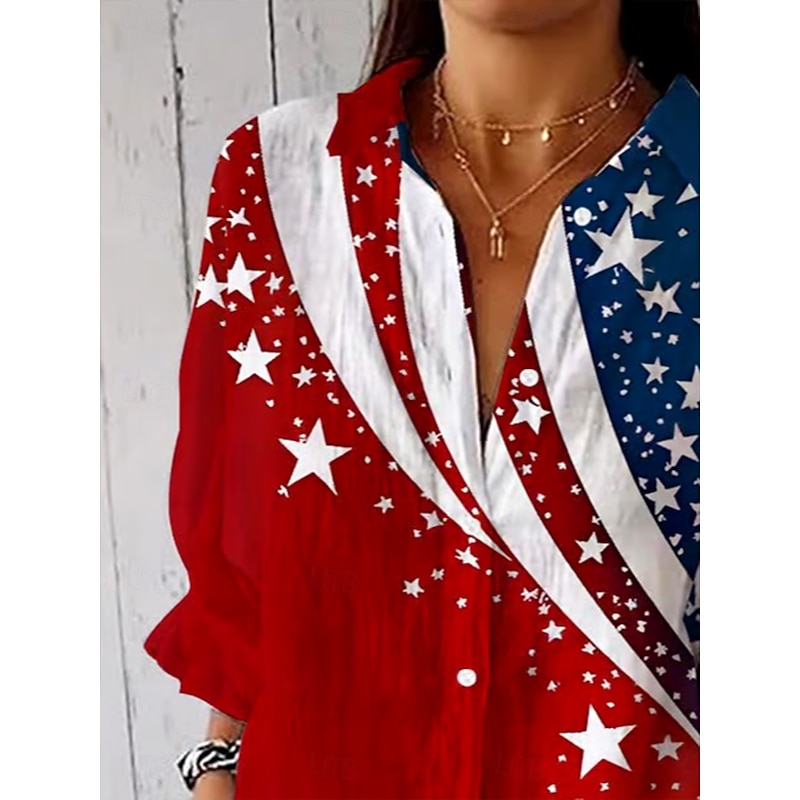 Women's Patriotic Shirt Graphic Flag USA Vintage Tropical Daily Regular Tops Work Daily s Print Red Spring2