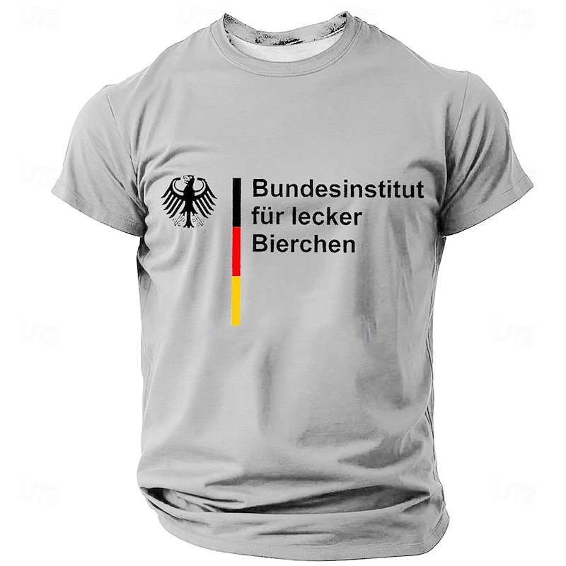 Men's Funny German Beer T-Shirt - Bundesinstitut Für Lecker Bierchen Pun Graphic Tee, Short Sleeve