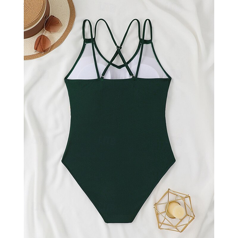 Women's One Piece Swimsuit Open Back Swimwear Patchwork Swimwear Black Blue Breathable Quick Dry Sleeveless - Swimming Surfing Snorkeling Summer4