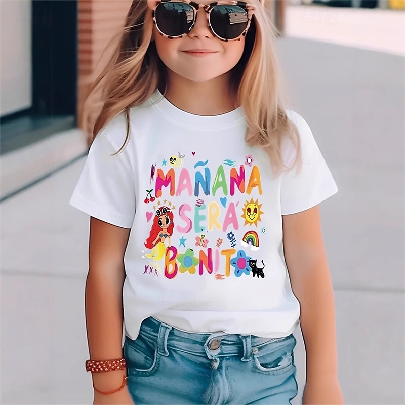 100% Cotton Kids Girls' White Pink Cartoon Letters T shirt Tee Crew Neck Short Sleeve Outdoor Vacation Daily Classic Casual Print Summer