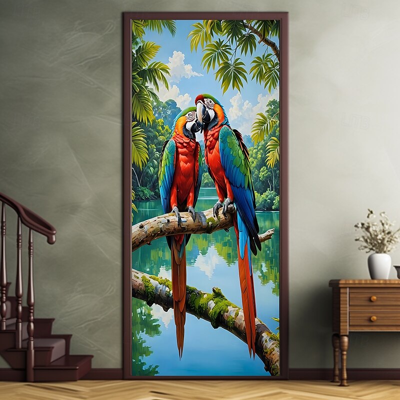 Tropical Bird Door Decorations Door Covers Summer Door Tapestry Door Curtain Decoration Backdrop Indoor/Outdoor Door Banner for Front Door Farmhouse4