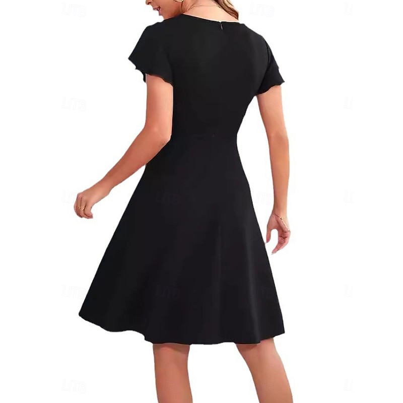 Women's Mini Dress Cocktail Dress Wedding Guest Dress Chiffon Dress Fit And Flare Dress Elegant Party Stylish Regular Fit Plain Short Sleeve Crew Neck Black Pink Wine Summer3