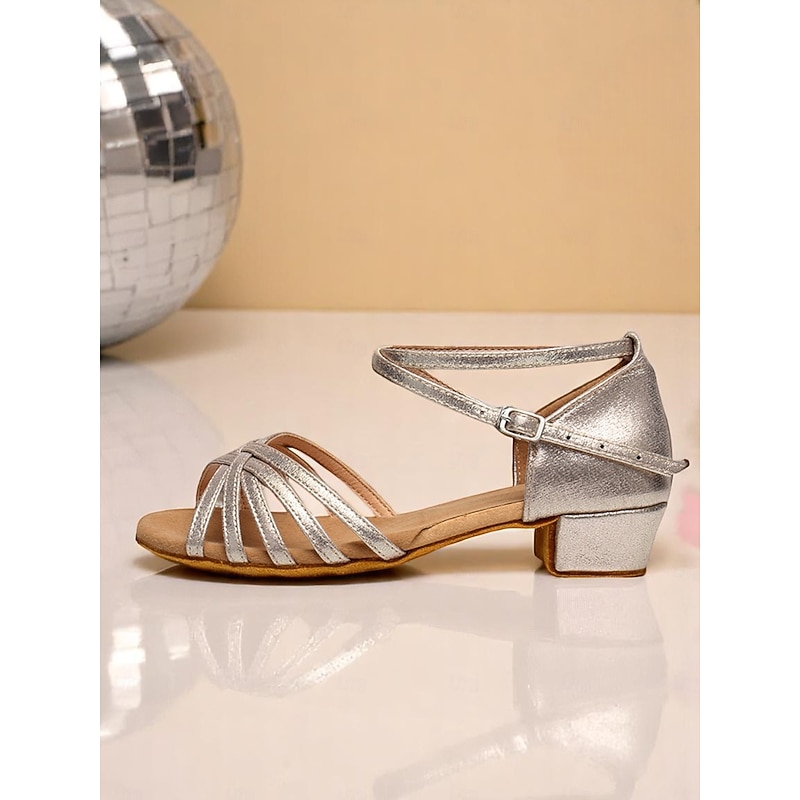 Children's Brown Strappy Dance Sandals with Small Kitten Heel - Comfortable Dance Shoes for Kids' Dance Classes and Performances