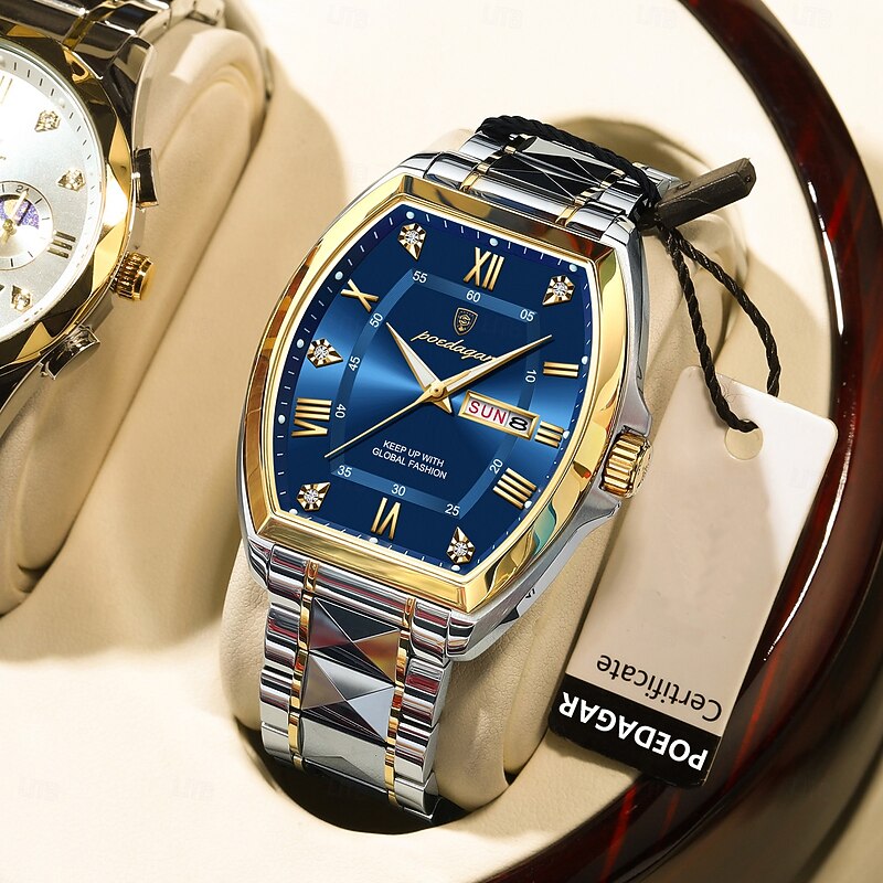 Luxury Men Watch Luminous Waterproof Date Week Man Watch Stainless Steel Fashion Original Men's Quartz Watches4