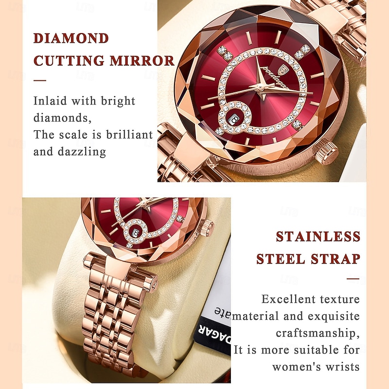 Women Quartz Watch Wrist Watch Retro Vintage Luxury Rhinestone Wristwatch Waterproof Stainless Steel Watch3