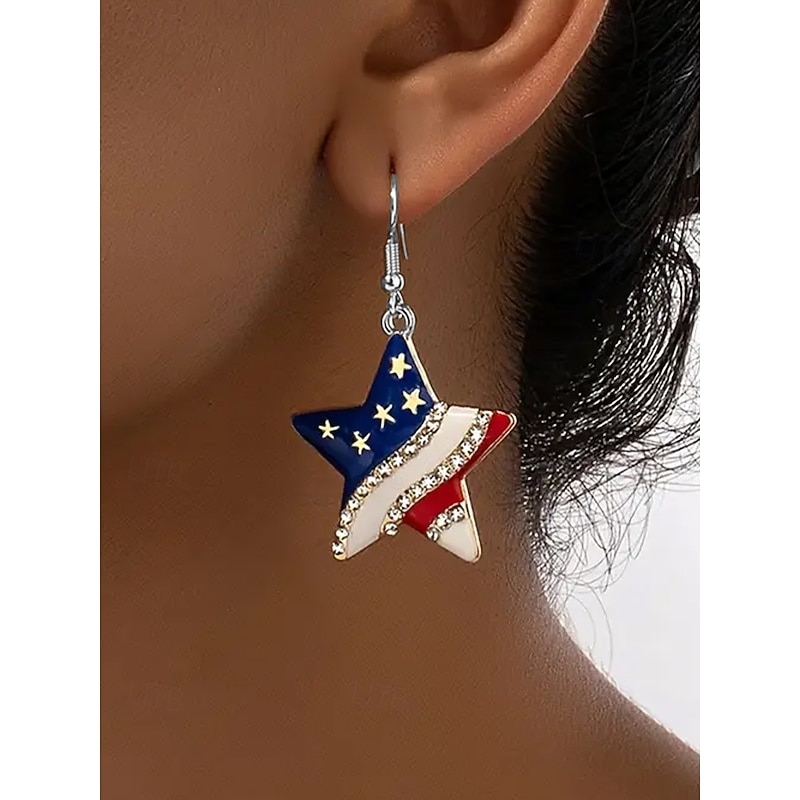 Women's Patriotic American Flag Earrings - Red, White and Blue Earrings, Multiple Looks for Women, Perfect for 4th of July and National Holidays, Stylish American Flag Jewelry Collection2