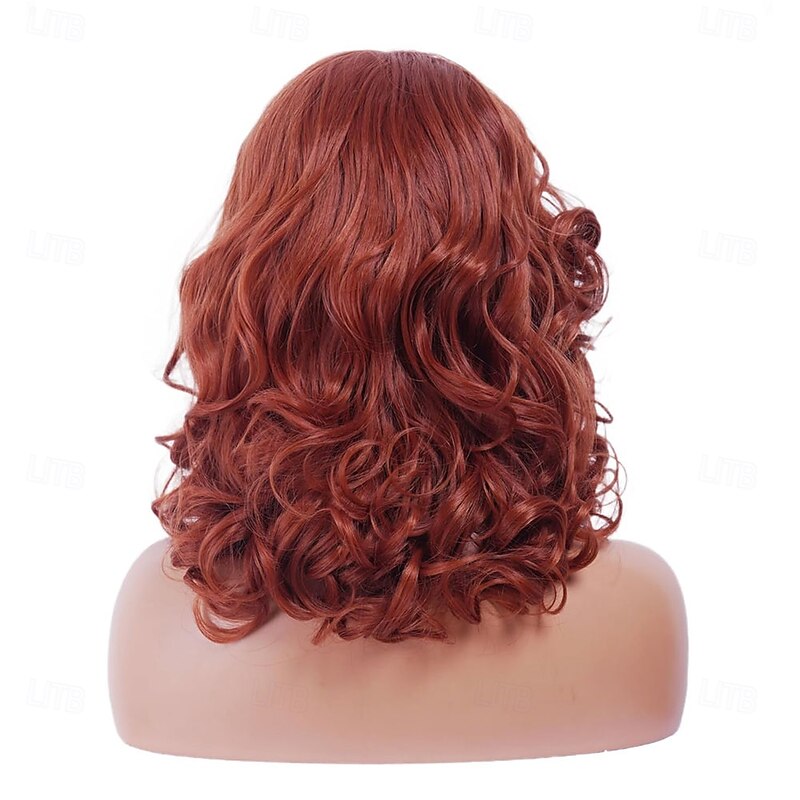 16 Inches Vintage Copper Red Wigs for Women Long Ginger Wavy Synthetic Natural Auburn Wig for 70s 80s Cosplay Halloween Daily Use4