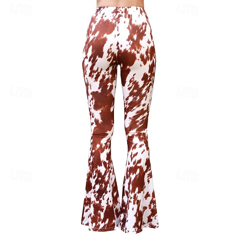 Retro Vintage Boho 1970s Bell Bottom Pants Flare Leggings Flared Trousers Hippie Disco High Waist Animal Fancy Dress Women's Halloween Carnival Vacation Music Festival Festival Adults' Pants2