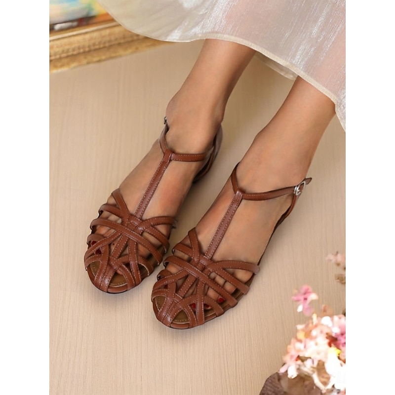 Women's Cream Closed-Toe Strappy Flats – Elegant Gladiator Style Sandals for Casual Wear, Work & Summer Outings