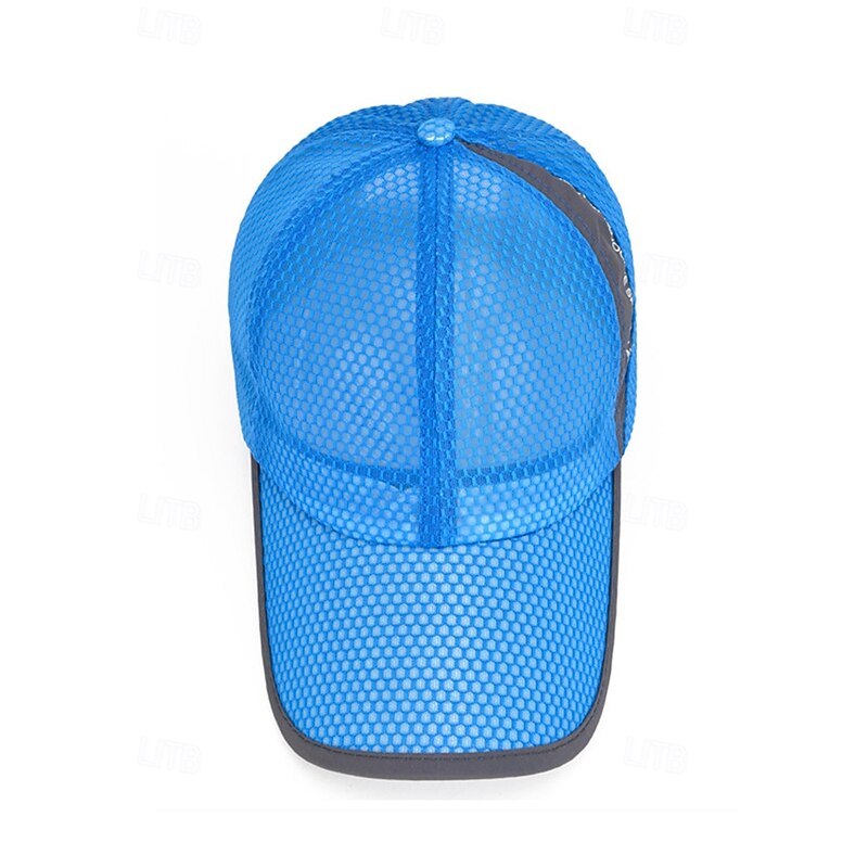 Men's Breathable Mesh Sports Baseball Cap – Lightweight Quick-Dry Outdoor Running Hat with Reflective Strip for Hiking, Jogging, Fishing and Summer Travel4