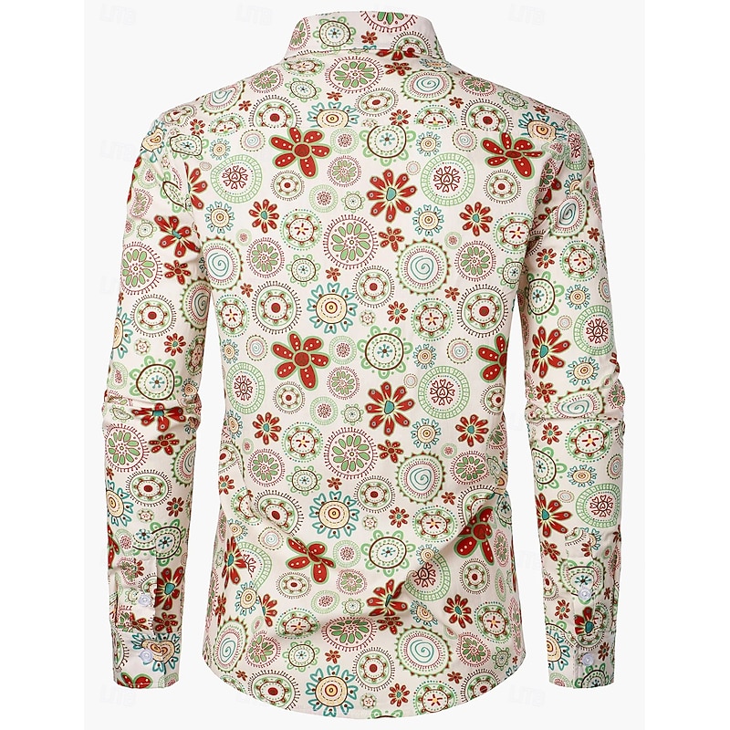 Retro Vintage Boho 1970s Shirt Hippie Floral Fancy Dress Men's Halloween Carnival Music Festival Retro Theme Party Adults' Shirt2