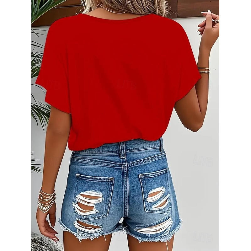 Women's T Shirt Ombre Graphic Plants Fashion Hawaiian Casual Long Sleeve V Neck Regular Tops Daily Going out Weekend Print Yellow Red Summer Spring3