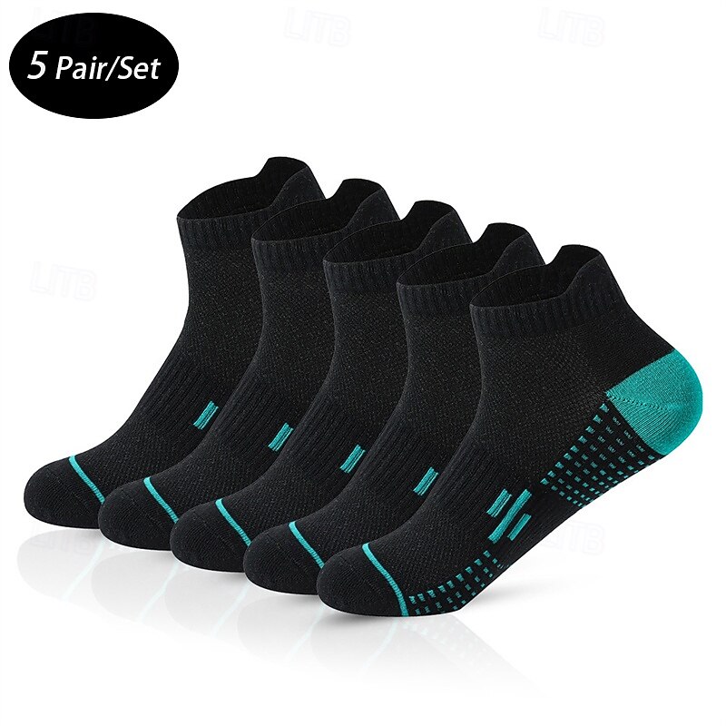 Men's 5 Pairs Multi Packs Socks Running Socks Casual Socks Black White Color Polka Dot Vacation Sports & Outdoor Daily Basic Medium Spring Fall Fashion Casual