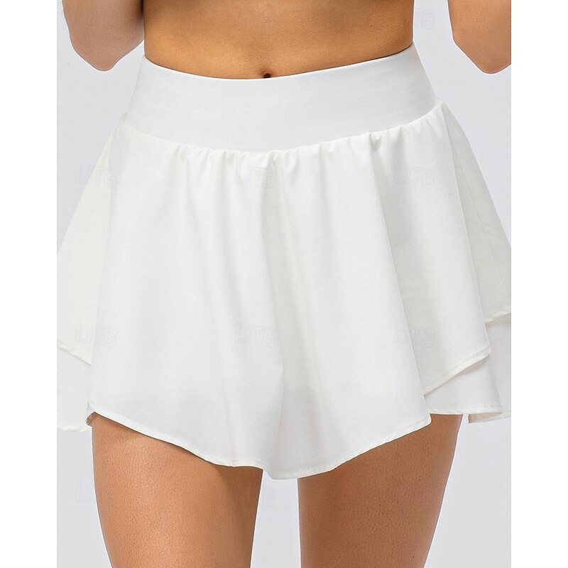 Women's Solid Colored Tennis Skirts with Shorts Layered Moisture Wicking Breathable Tennis Golf Pickleball Light Yellow Black White Tennis Clothing2