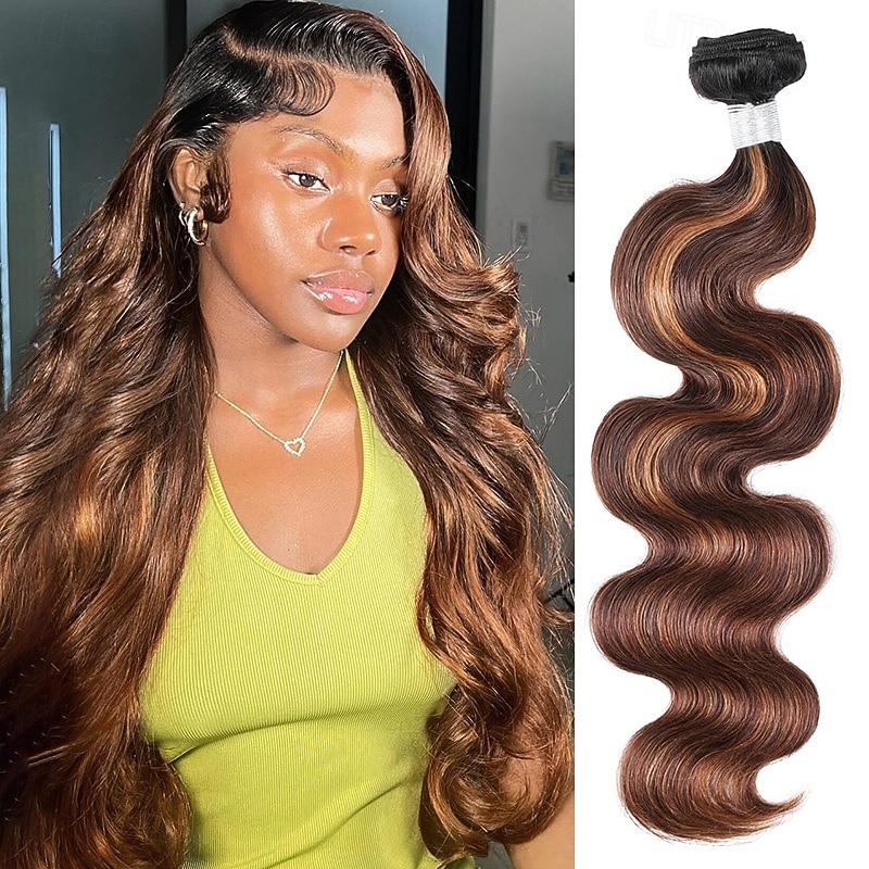 1 Bundle Human Hair Extension Hair T1B-4/30# Body Wave Human Hair 12-28 Inches