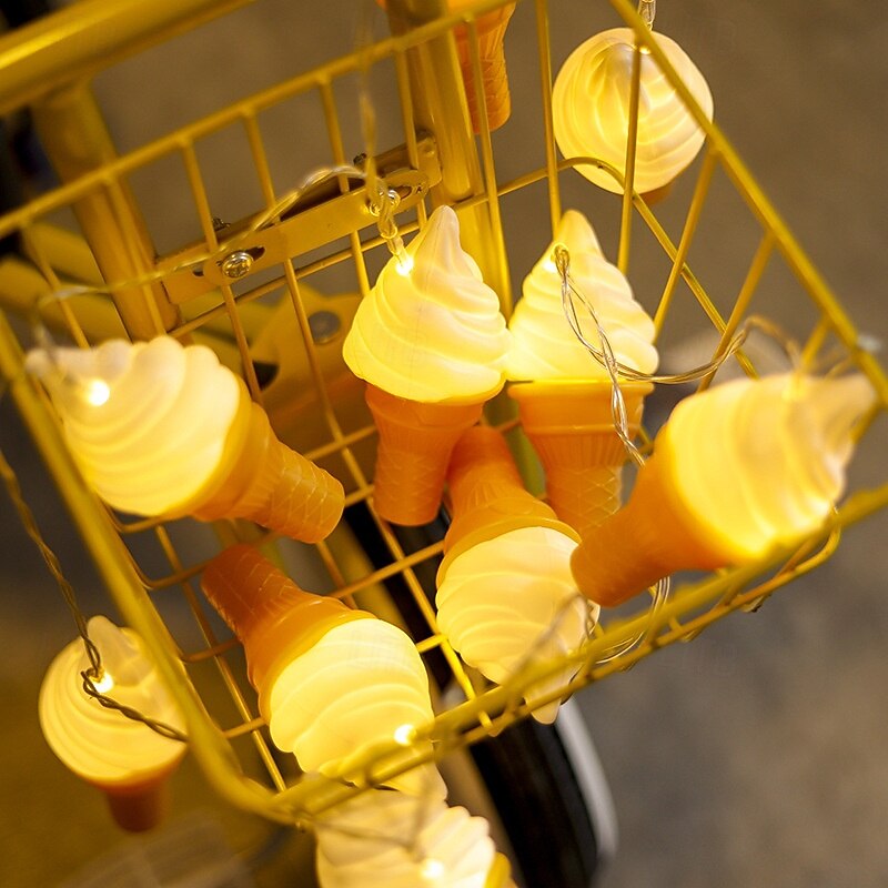 LED Fairy String Lights String Lights Hamburger French Fries Shaping Lamp 2m 10LEDs Battery Powered Home Children's Room Amusement Park Birthday Party Decoration2