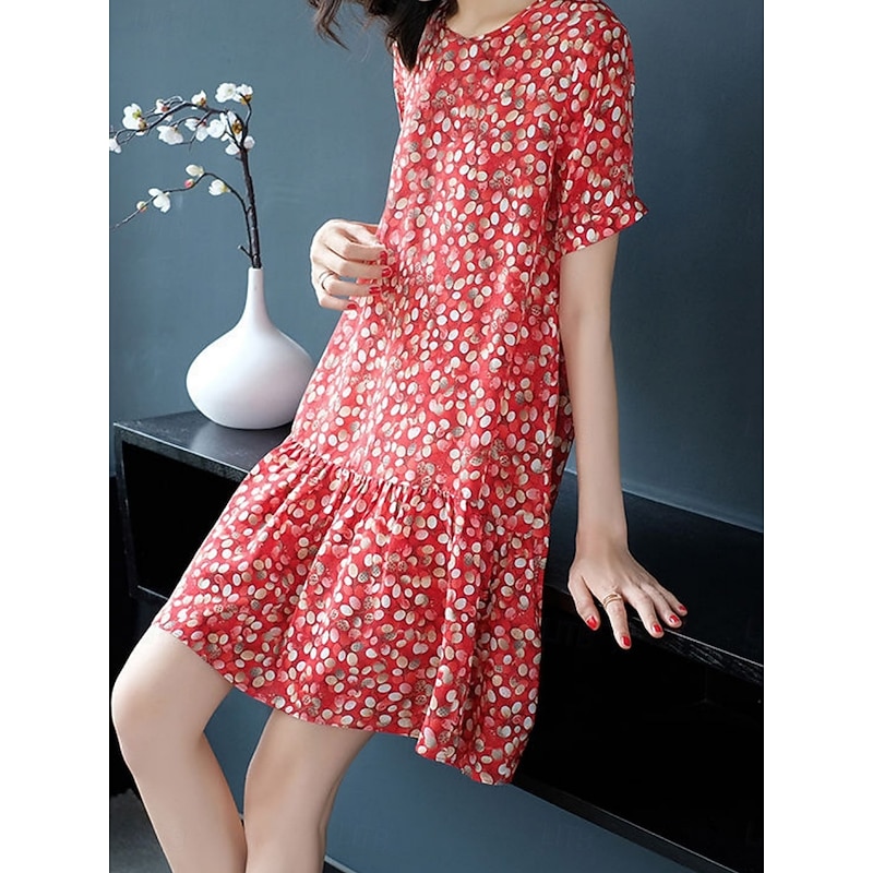 Women's Mini Dress Summer Dress Casual Daily Regular Fit Floral Short Sleeve V Neck Black Red Summer2