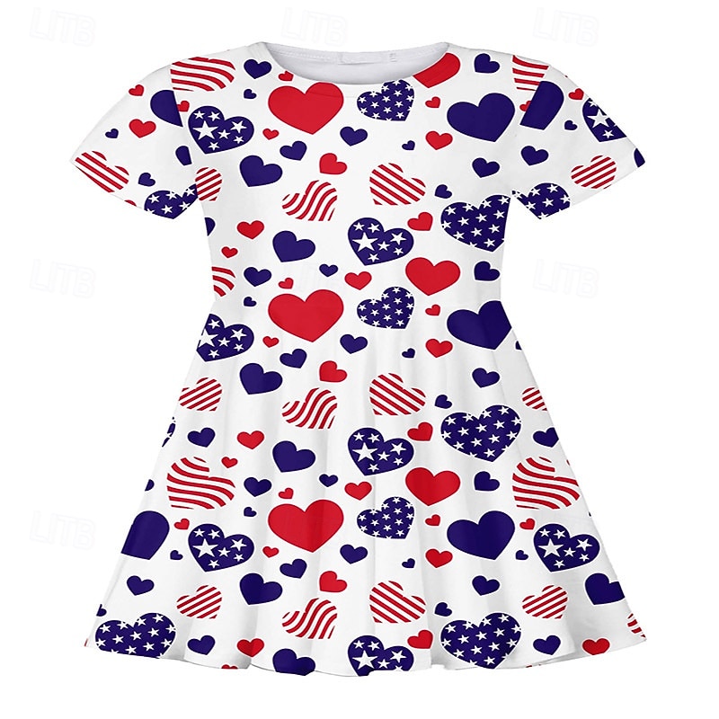 Girls' 3D Heart Butterfly Dress Short Sleeve Summer Spring Vacation Daily Holiday Princess Beautiful Sweet Kids 4-12 Years Casual Dress Knee-length Regular Fit2
