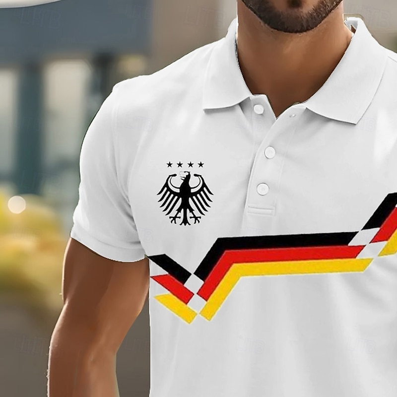 Men's Graphic Polo Short Sleeve Polo Shirts Collared Shirts Casual School Outdoor Daily Wear 3D Print Summer White Blue Green4