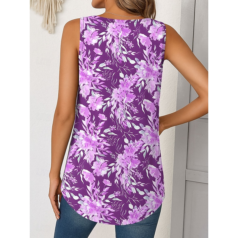 Women's Camisole Tank Top Floral Graphic Vintage Tropical Stylish Sleeveless V Neck Long Tops Daily Print Yellow Navy Blue Purple Green Summer Spring2