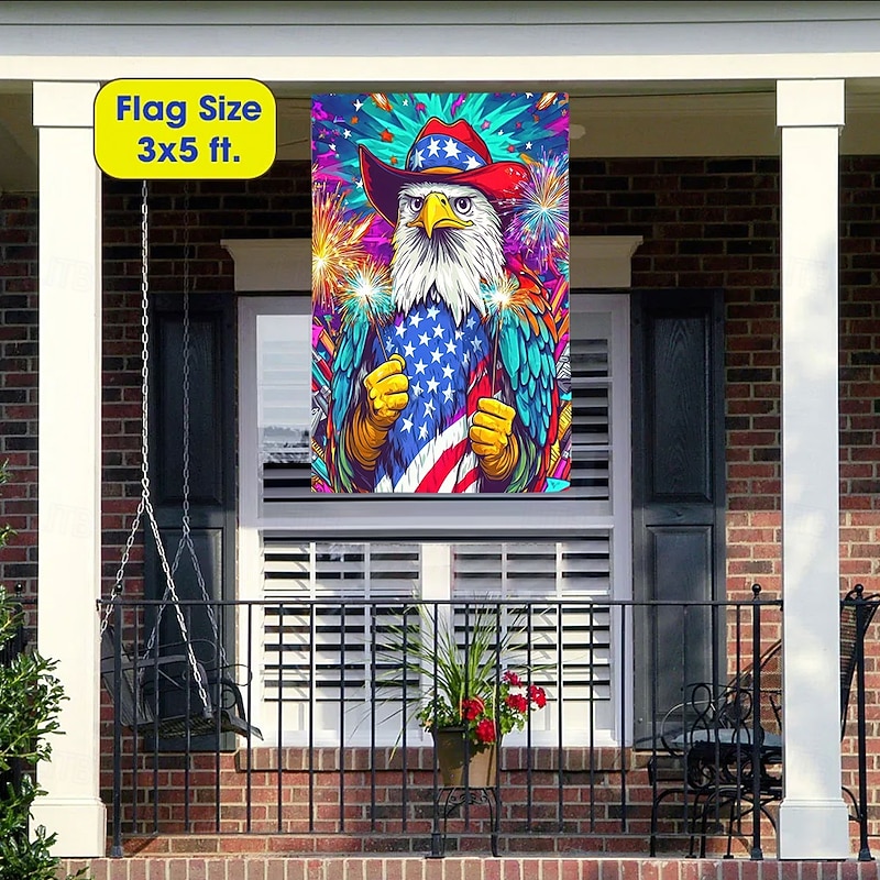4th of July Independence Day Garden Flag 12 x 18 Inch Yard Flags, Small Garden Flags for Outside, Outdoor Flags, Holiday Fireworks Garden Flags for All Seasons4